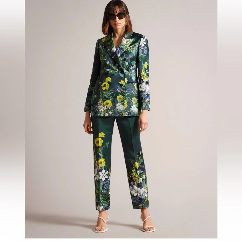 Ted Baker 3 Piece Botanical Pant Blazer Top Set Ted Baker size 0 = 2 - Picture 1 of 5